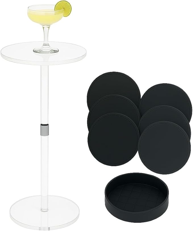 Clear Acrylic End Table – 10" W x 21.3" H Small Drink Stand – Modern Side Table by Unknown