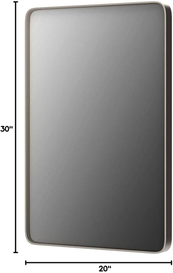 20x30 Inch Brushed Nickel Bathroom Mirror, Brushed Silver Metal Framed Wall - Image 8