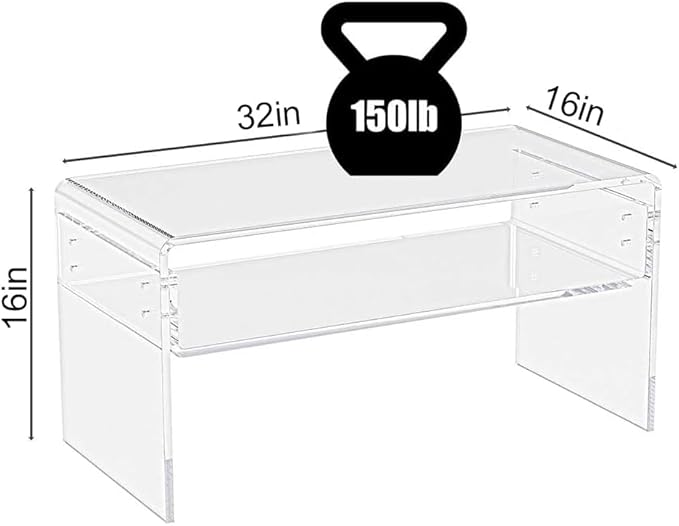32inch Premium Clear Acrylic Rectangle Coffee Table - Image 2