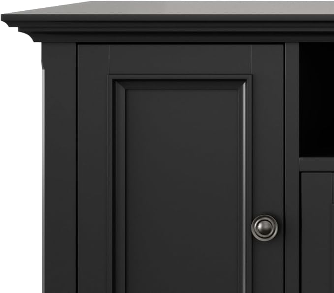 SIMPLIHOME Amherst 72-inch Wide Solid Wood TV Stand in Black, - Image 6