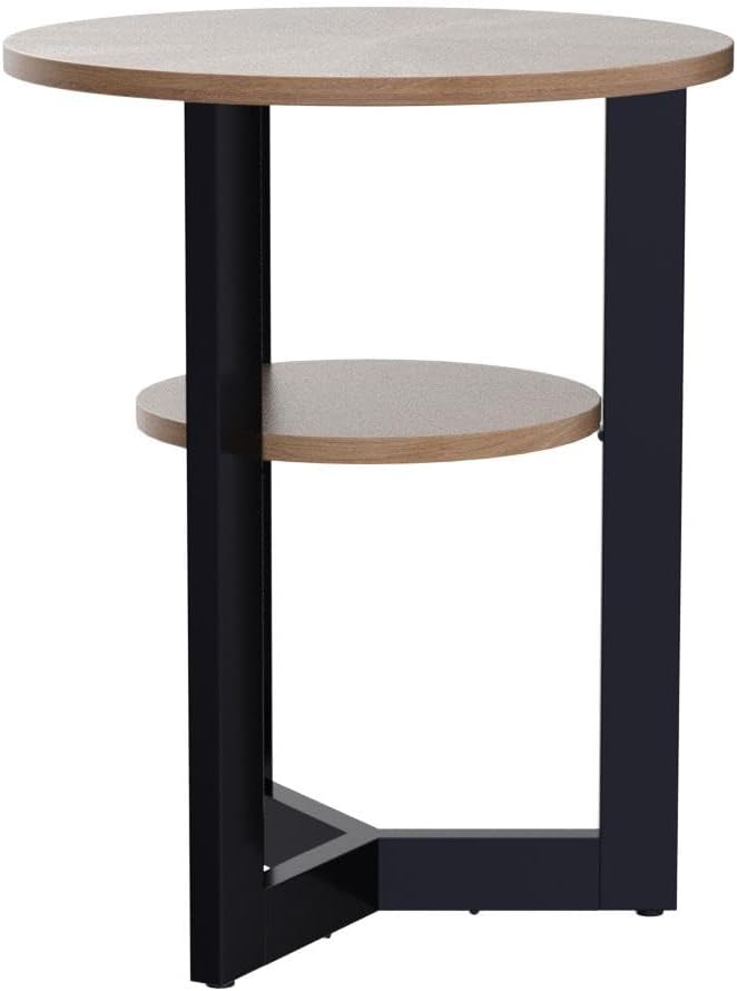 LEEMTORIG Round Side Table, 2-Tier High End Table Nightstand - Image 5