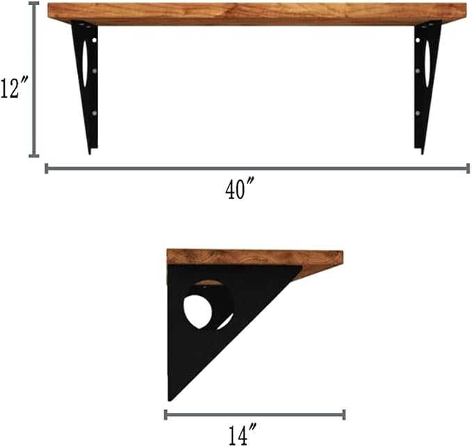 Industrial Rustic Wall-Mounted Table, Dining Table Desk, Pine Wood Wall-Mounted - Image 2