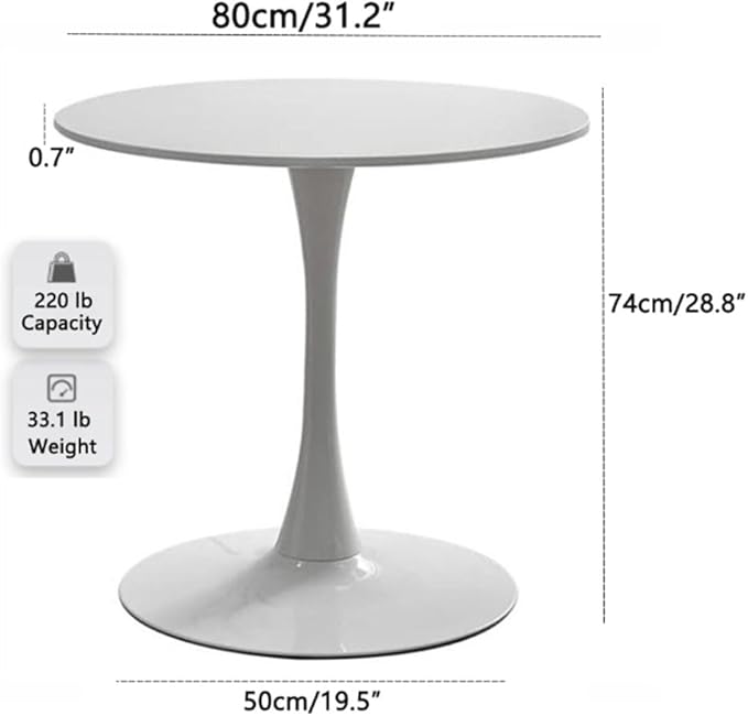 31.2" Tulip Dining Table, Mid-Century Modern Style, Round MDF Top - Image 2