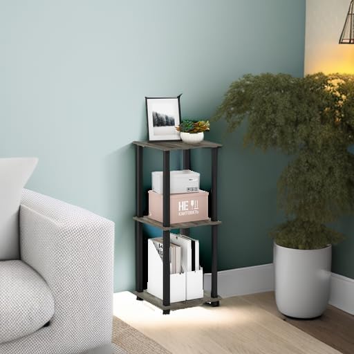 Furinno Simplistic Set of 2 End Table, French Oak Grey/Black - Image 6