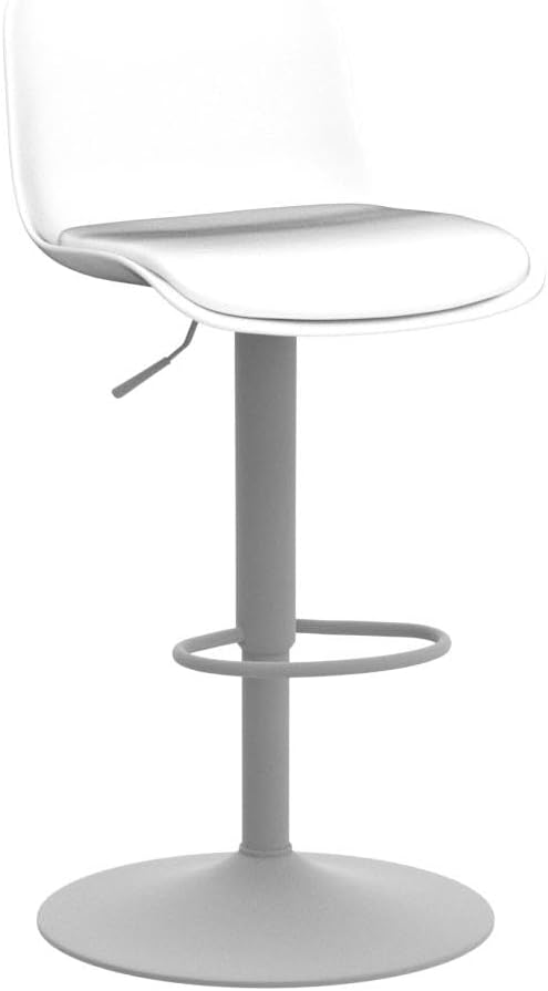 YOUTASTE White Bar Stools Set of 2 Adjustable Counter Height Bar Stool PU - Image 5