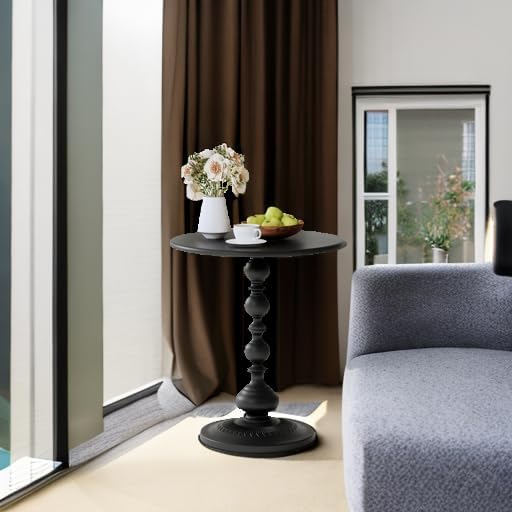 XIV Metal Small Round Side End Table, Vintage Matte Coffee Drink Cocktail Table - Image 5