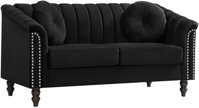 60" Loveseat Sofa, Microfiber Chesterfield Upholstered Sofas Love Seat by Unknown