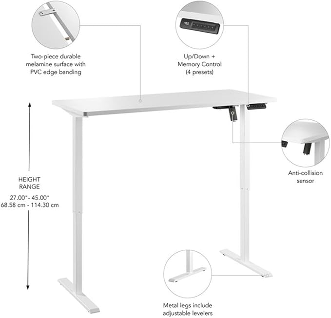 Bush Furniture Energize 55W x 24D Electric Height Adjustable Standing Desk in - Image 6