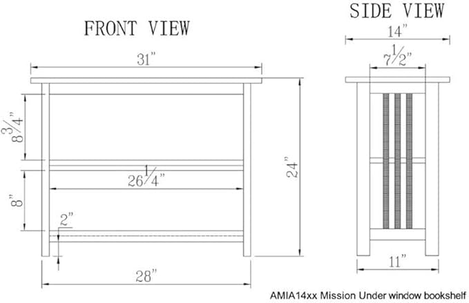 Alaterre Furniture Mission Console Entryway Table - Image 3