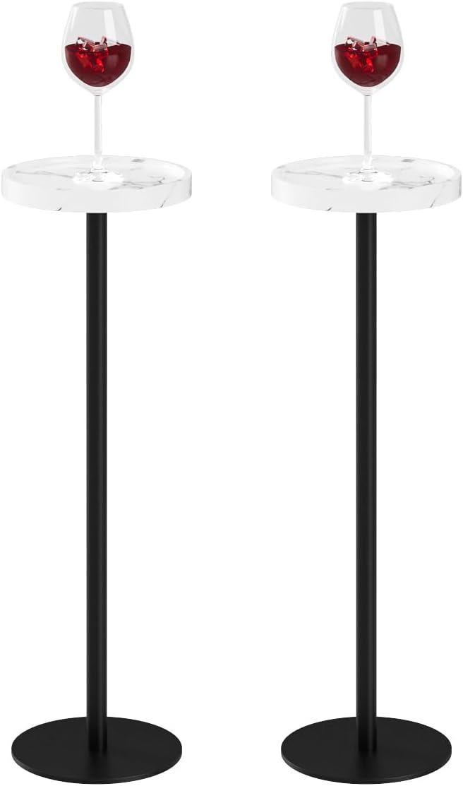 Drink Table, Small Pedestal Side Table, Round Cocktail Table, Circle Accent End by AEPOALUA