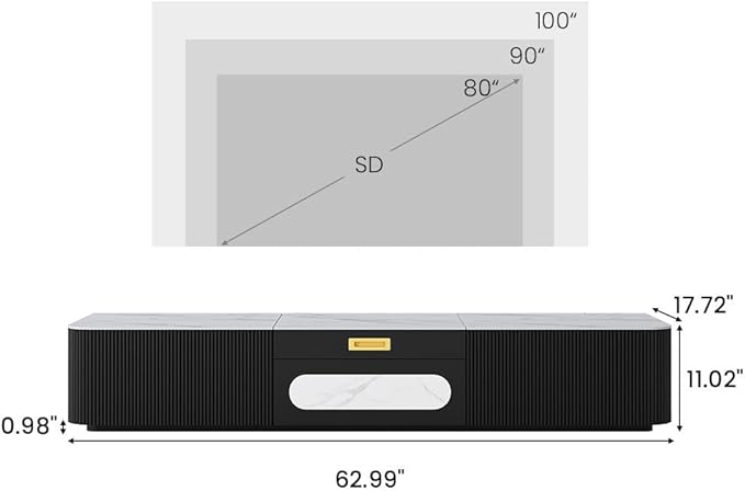 POVISON Modern TV Stand for Projector, Sintered Stone Entertainment Center - Image 2
