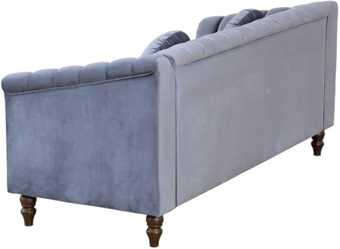 Sectional Sofa Set, Microfiber Chesterfield Upholstered Sofas Loveseat Couch - Image 11