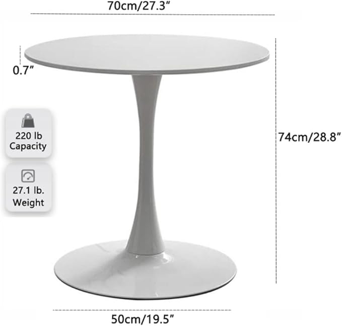 27.3" Tulip Dining Table, Mid-Century Modern Style, Round MDF Top - Image 2