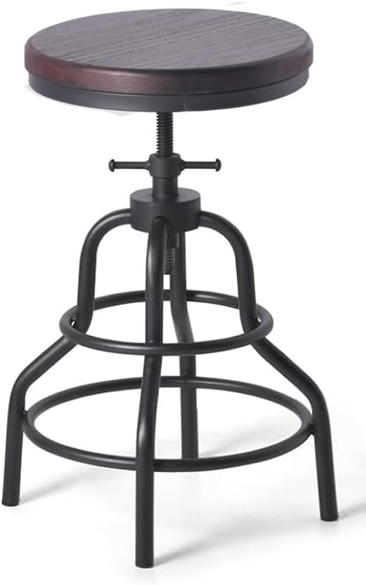 Diwhy Industrial Vintage Bar Stool, Kitchen Counter Height Adjustable Pipe Stool - Image 4
