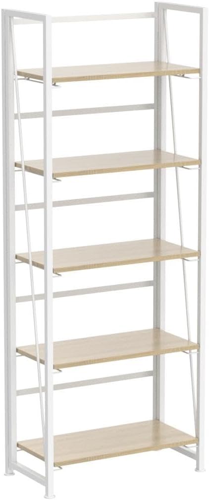 4NM No Assembly Folding Bookshelf, 5-Shelf 62.2" H Collapsible Foldable - Image 5