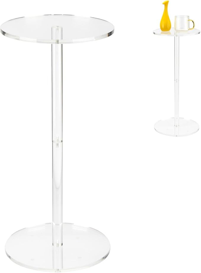 Acrylic Drink End Table, 9.8" Round Modern Side Coffee Table by Unknown