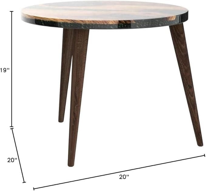 20" Resin Walnut Round Side Table | Epoxy End Table | Coffee Table | Mid - Image 3