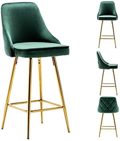 BTEXPERT Set of 2 Pack, upholstered Dining Bar Chairs Footrest High Back by BTExpert