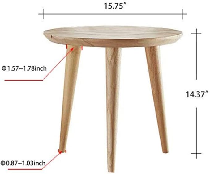 WoodShine Side Table Small Round Solid Wood Sofa End Tables Accent Nesting - Image 3