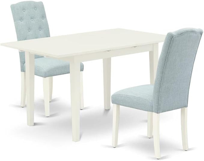 East West Furniture NOCE3-LWH-15 3 Piece Dining Table Set Contains a Rectangle by EastWestFurniture