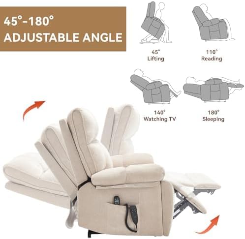 Dual Motor Power Lift Recliner Chair, 8 Positions Vibration Massage Recliner - Image 4