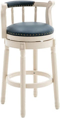 Cow top Leather Wooden Bar Stools, 360 Degree Swivel Bar Height Chair by AULIFE