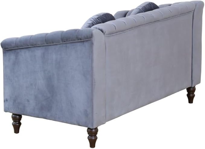 60" Loveseat Sofa, Microfiber Chesterfield Upholstered Sofas Love Seat - Image 8