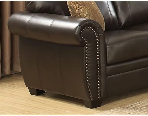 AC Pacific Louis Traditional Upholstered Leather Living Room Piece - Image 4