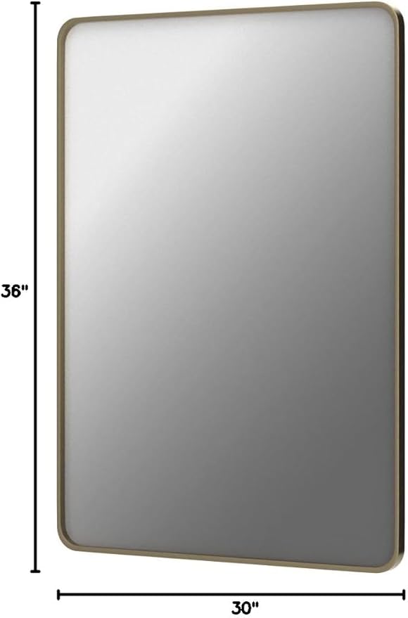 TokeShimi Gold Bathroom Mirror for Wall 30 x 36 Inch Metal Rounded Corner - Image 8