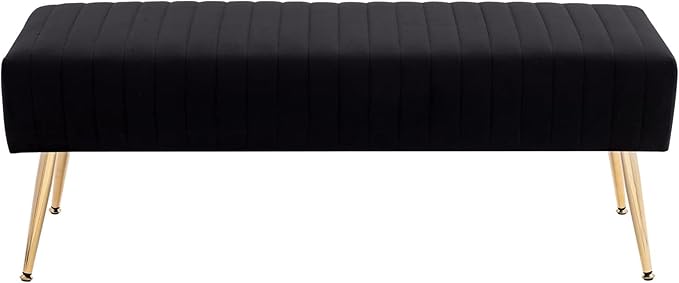 Furniliving 44 Inch Bedroom Bench, Upholstered Tufted Striped Fabric Ottoman by FurnilivingFurnitureforHome