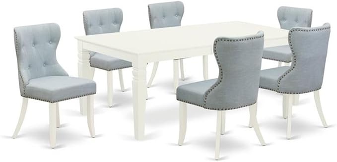 East West Furniture LGSI7-LWH-15 7 Piece Dining Room Set Consist of a Rectangle by EastWestFurniture
