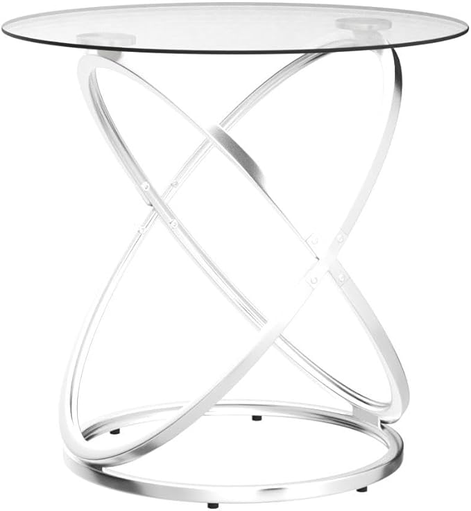 OIOG Glass Round End Table, Modern Contemporary Side Table - Image 4