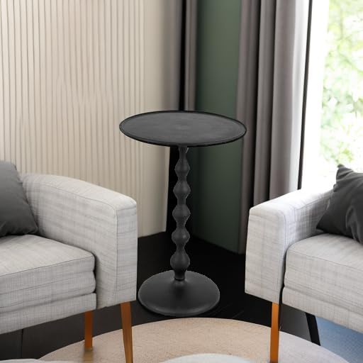 CLEENTABLE Pedestal Round Lightweight Metal Side Table - Image 5