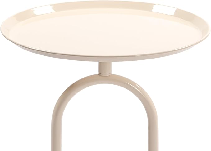 Lantern-Shaped Metal End Table, Small Round Side Accent Pedestal Modern Coffee - Image 4