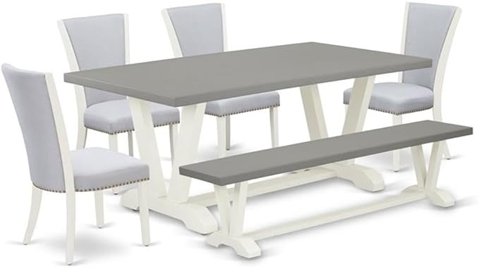 East West Furniture V097VE005-6 6 Piece Kitchen Table Set Contains a Rectangle by EastWestFurniture
