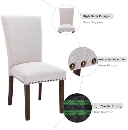 COLAMY Upholstered Parsons Dining Chairs Set of 2, Fabric Dining Room Kitchen - Image 4