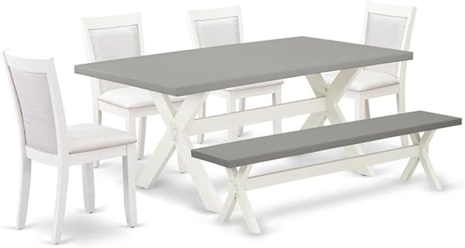 East West Furniture X097MZ001-6 6 Piece Kitchen Table Set Contains a Rectangle by EastWestFurniture
