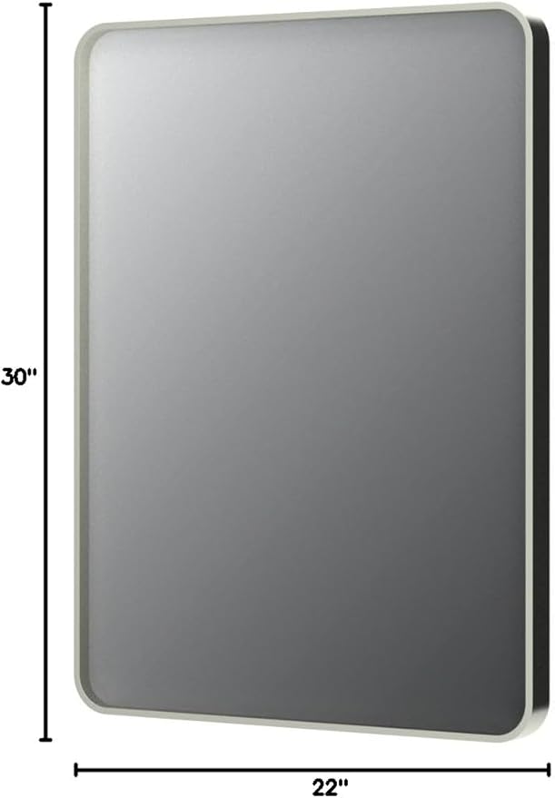 22x30 Inch Brushed Nickel Bathroom Mirror, Brushed Silver Metal Framed Wall - Image 8
