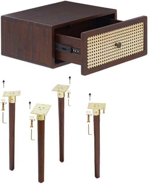 Bme Nipe Solid Wood and Rattan Nightstand, Fully Assembled, Woven Cane End Table - Image 4