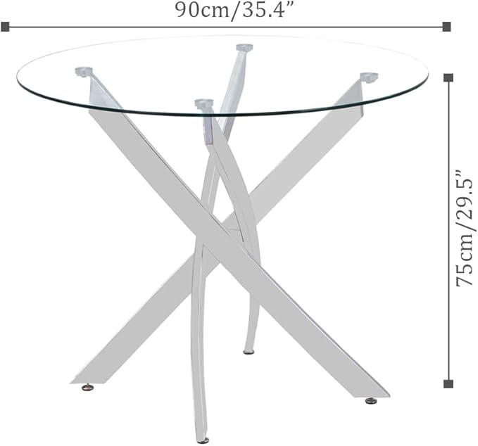 Glass Dining Table, Modern Kitchen Table 36" Small Round Dining Table - Image 2