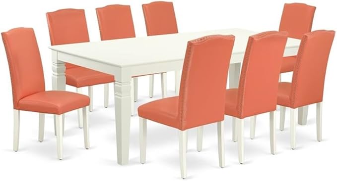 East West Furniture LGEN9-LWH-78 9 Piece Kitchen Table Set Includes a Rectangle by EastWestFurniture