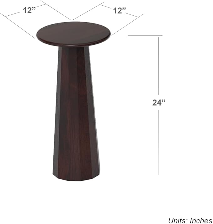 Relso Enteka Solid Mango Wood End Table – 24" Tall Accent Side Table - Image 2