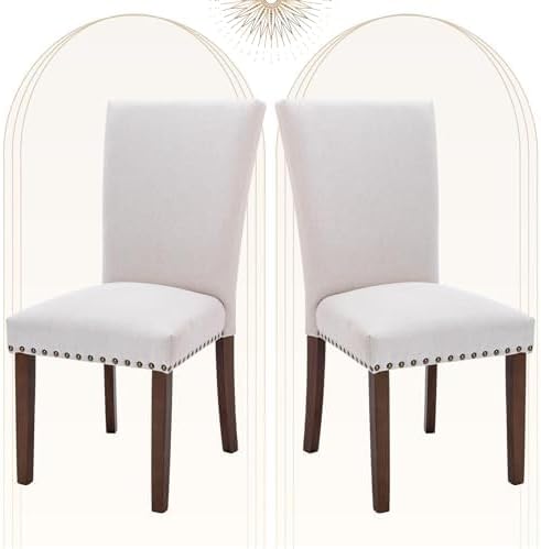 COLAMY Upholstered Parsons Dining Chairs Set of 2, Fabric Dining Room Kitchen - Image 10