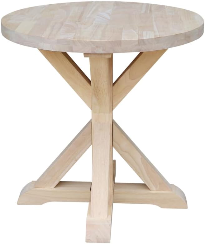 IC International Concepts, Sierra Round End Table, Solid Wood, Real Parawood by InternationalConcepts