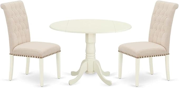 East West Furniture DLBR3-WHI-02 3 Piece Modern Dining Table Set Contains a by EastWestFurniture