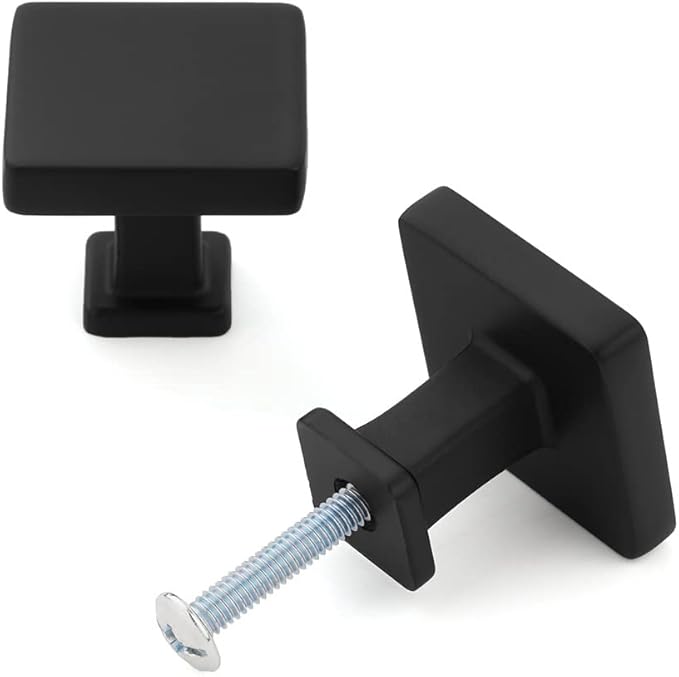 KOOFIZO 10 Pack Black Cabinet Knobs Matte Black Drawer Knobs K08 Square Single - Image 3