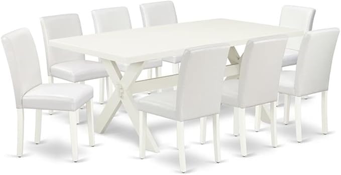 East West Furniture X027AB264-9 9 Piece Dining Set Includes a Rectangle Dining by EastWestFurniture