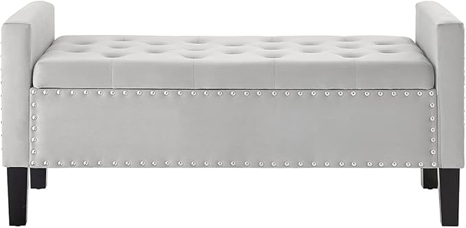 24KF Velvet Modern Upholstered Tufted Button Storage Bench - Image 5