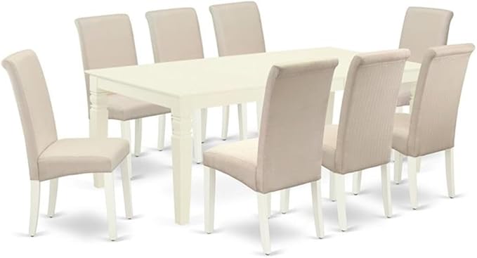 East West Furniture LGBA9-LWH-01 9 Piece Dining Room Set Includes a Rectangle by EastWestFurniture