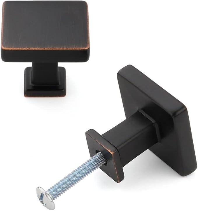KOOFIZO 10 Pack Oil Rubbed Bronze Cabinet Knobs Bronze Drawer Knobs K08 Square - Image 3